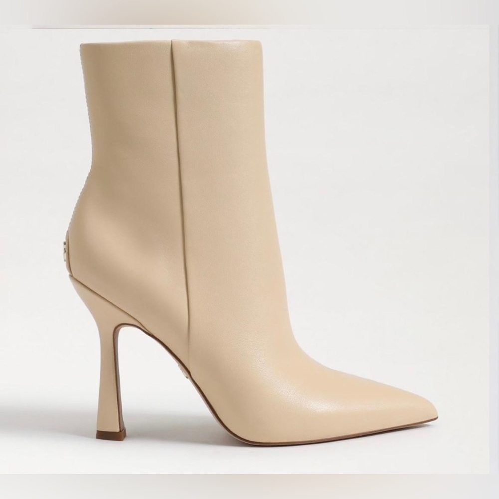 Sam Edelman Ella Leather Pointed Toe Ankle Dress Booties in Eggshell -  NWT